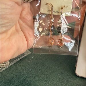 Adore Gold and Black Dangle Earrings